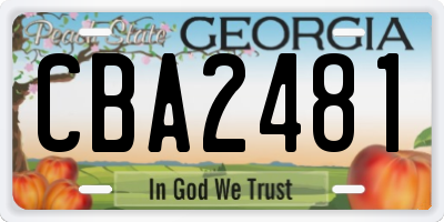GA license plate CBA2481
