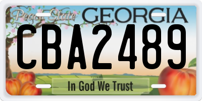 GA license plate CBA2489