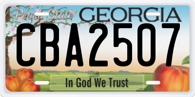 GA license plate CBA2507