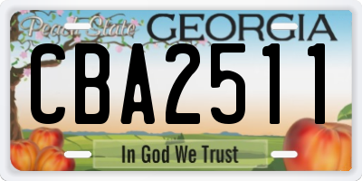 GA license plate CBA2511
