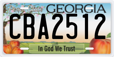 GA license plate CBA2512