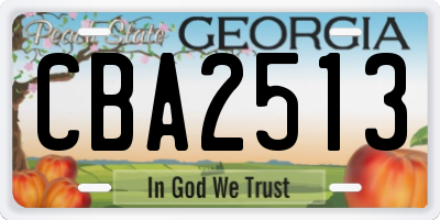 GA license plate CBA2513