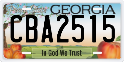GA license plate CBA2515