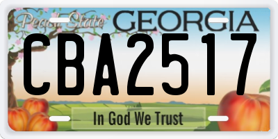GA license plate CBA2517