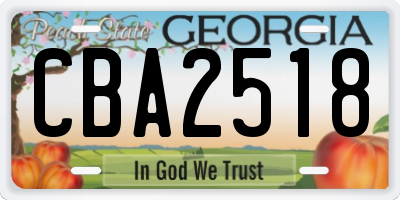 GA license plate CBA2518