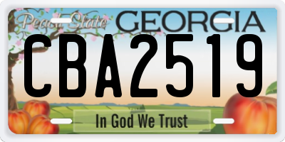GA license plate CBA2519