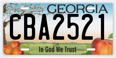 GA license plate CBA2521