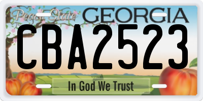 GA license plate CBA2523
