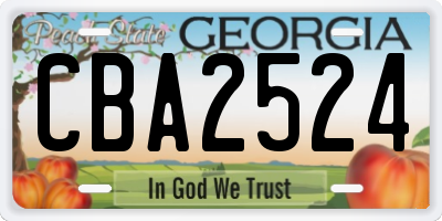 GA license plate CBA2524