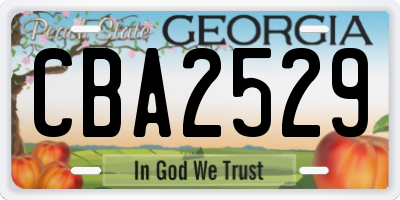 GA license plate CBA2529