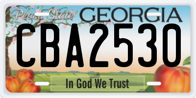 GA license plate CBA2530