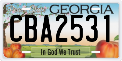 GA license plate CBA2531