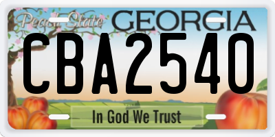 GA license plate CBA2540