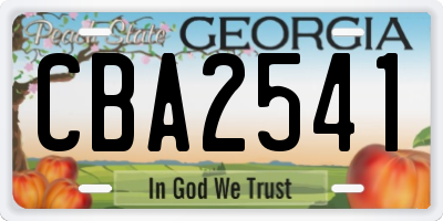 GA license plate CBA2541