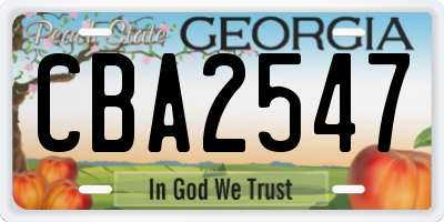 GA license plate CBA2547