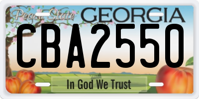 GA license plate CBA2550