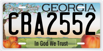 GA license plate CBA2552