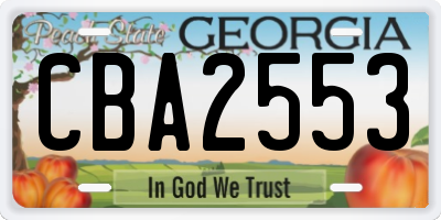 GA license plate CBA2553