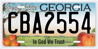 GA license plate CBA2554