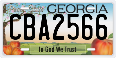 GA license plate CBA2566
