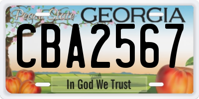 GA license plate CBA2567