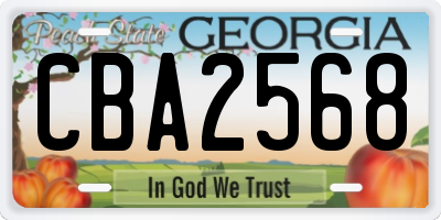 GA license plate CBA2568