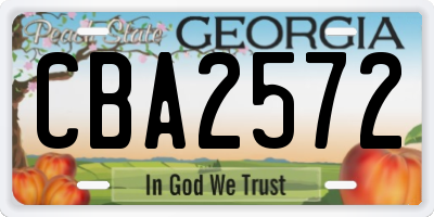 GA license plate CBA2572