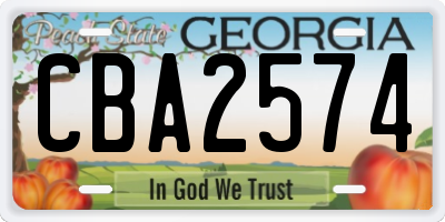 GA license plate CBA2574