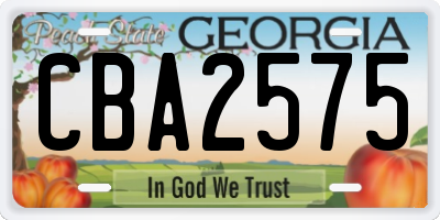 GA license plate CBA2575