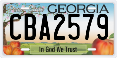 GA license plate CBA2579