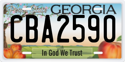 GA license plate CBA2590