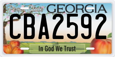 GA license plate CBA2592