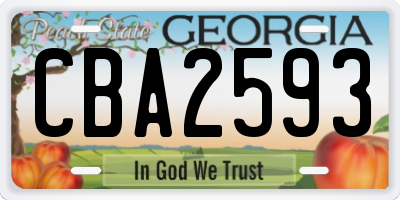 GA license plate CBA2593