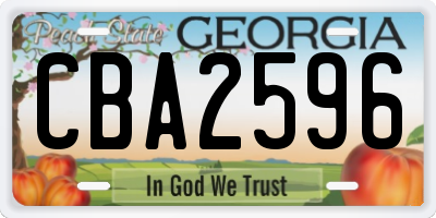 GA license plate CBA2596