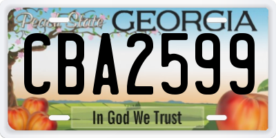 GA license plate CBA2599