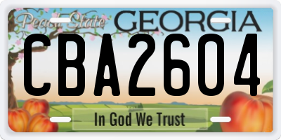 GA license plate CBA2604