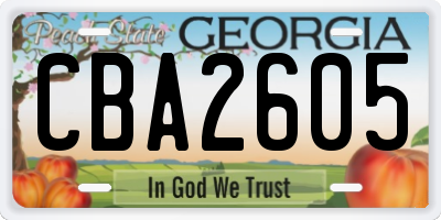 GA license plate CBA2605