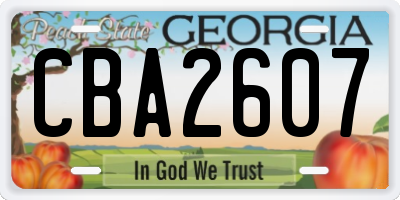 GA license plate CBA2607