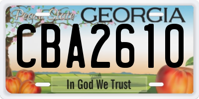 GA license plate CBA2610