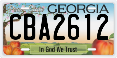GA license plate CBA2612