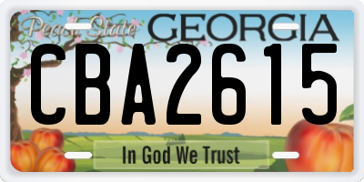GA license plate CBA2615