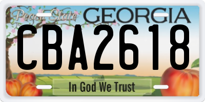 GA license plate CBA2618