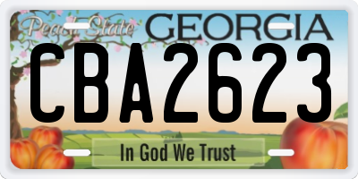 GA license plate CBA2623