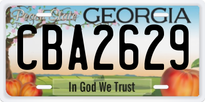GA license plate CBA2629