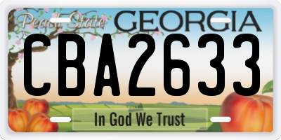 GA license plate CBA2633