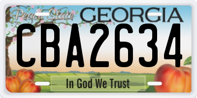 GA license plate CBA2634