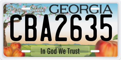 GA license plate CBA2635