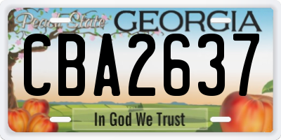 GA license plate CBA2637