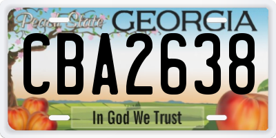 GA license plate CBA2638