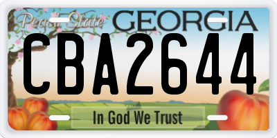 GA license plate CBA2644